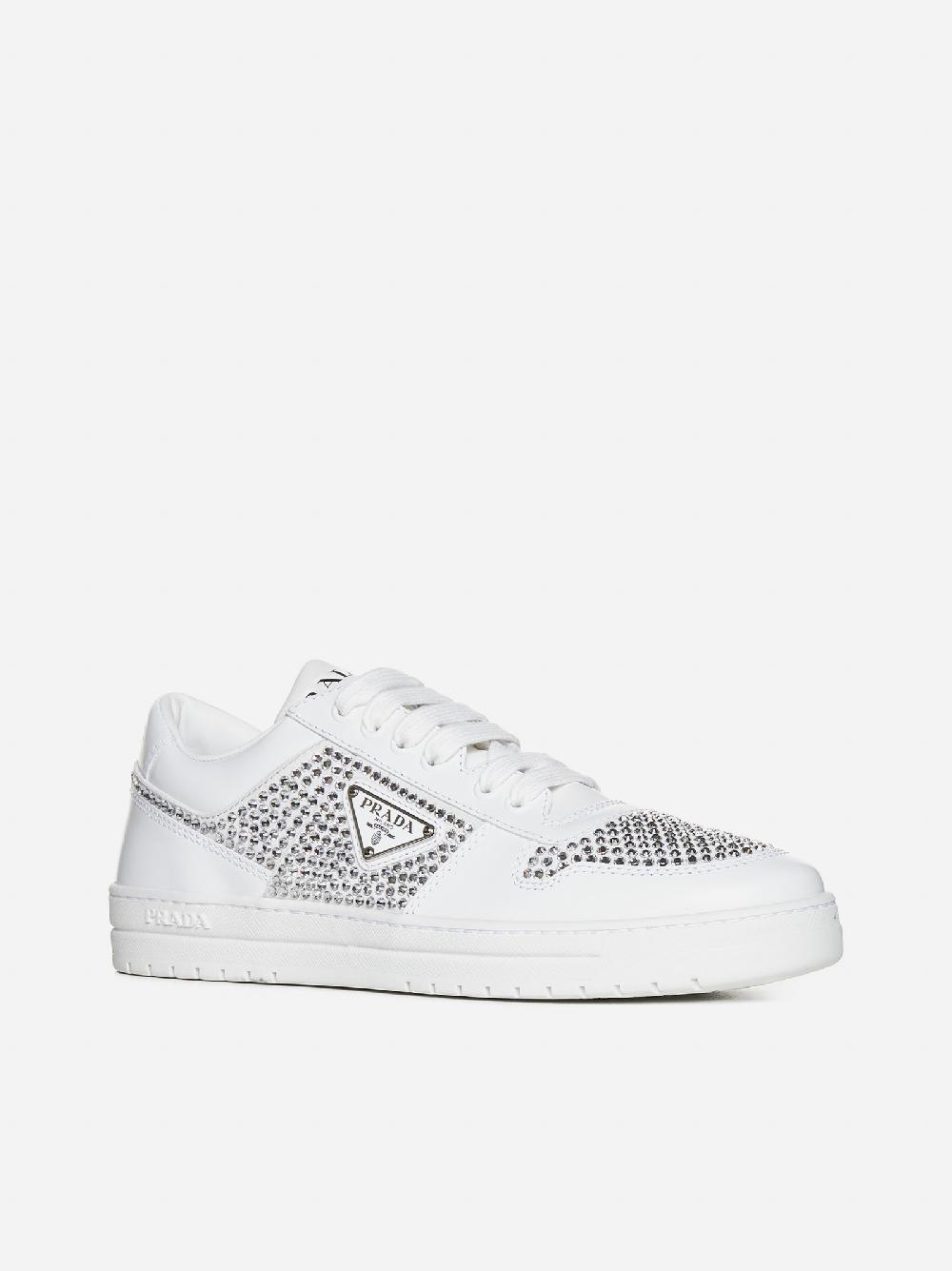 PRADA Sneakers Downtown in pelle con strass Italia
