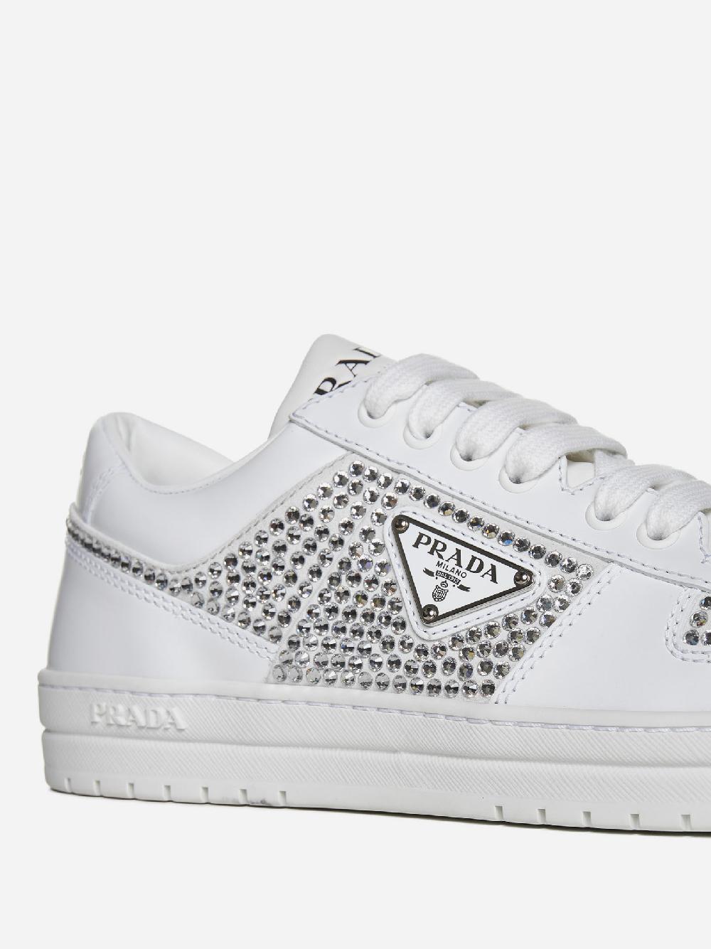 PRADA Sneakers Downtown in pelle con strass Italia