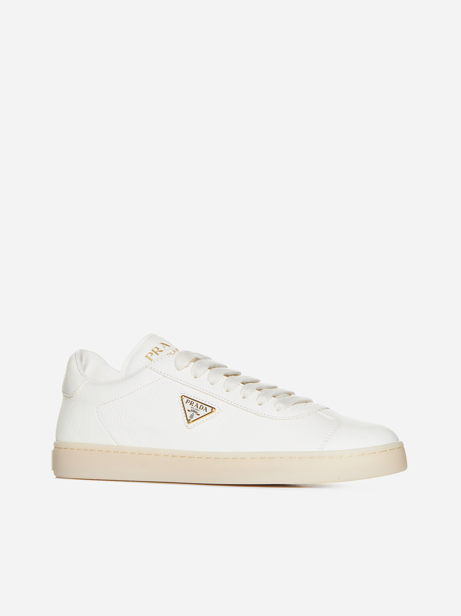 PRADA Sneakers in pelle con placca-logo Pezzi Unici