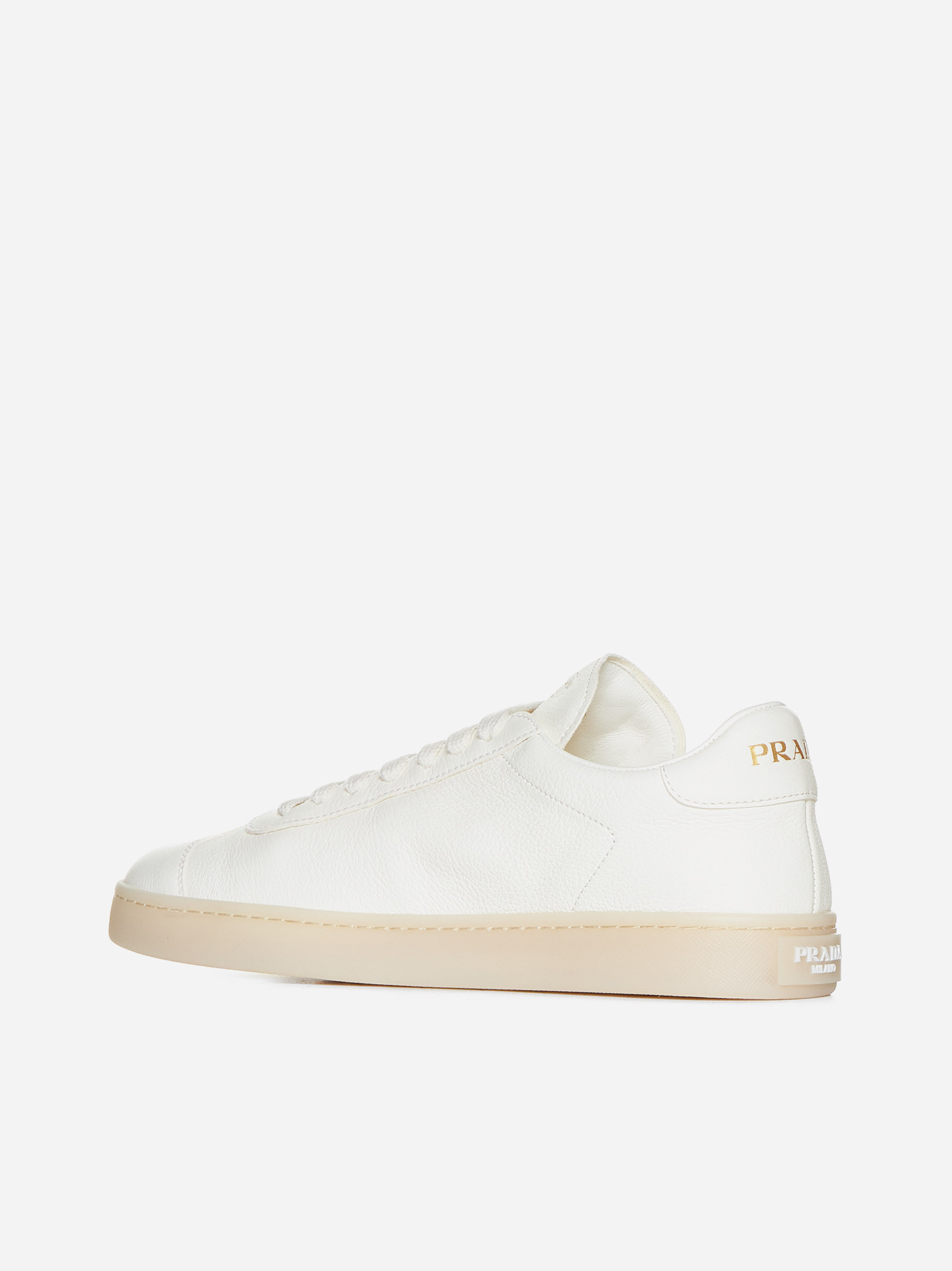 PRADA Sneakers in pelle con placca-logo Pezzi Unici