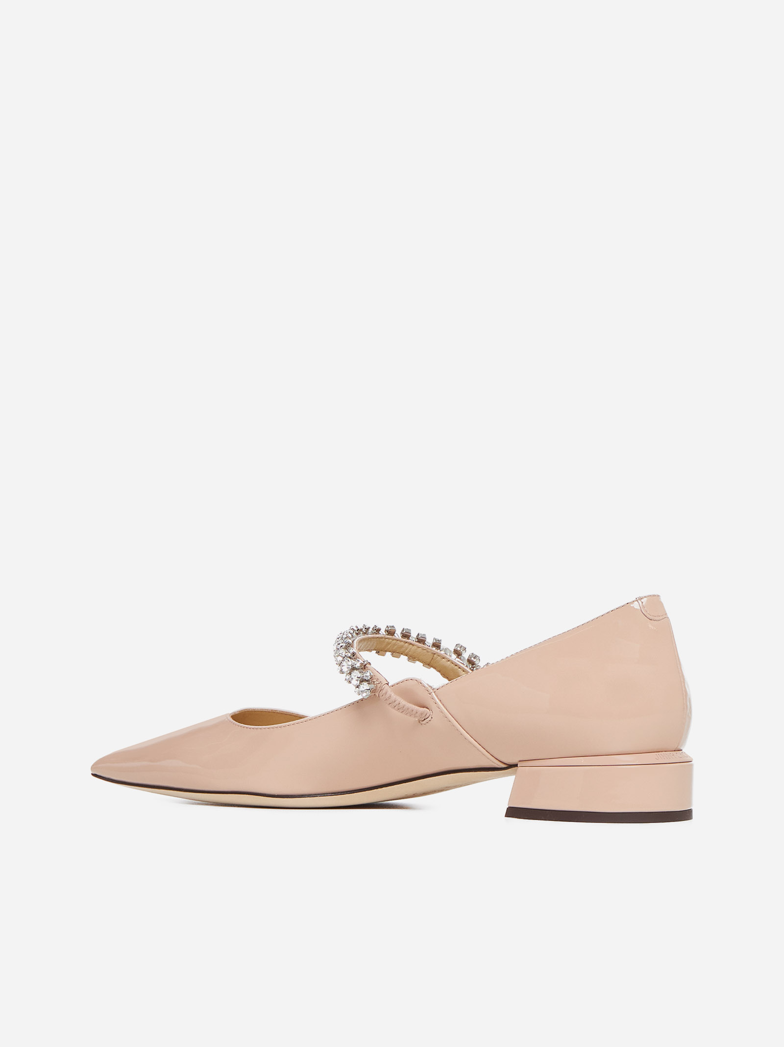 JIMMY CHOO Decollete’ flat Bing in vernice con cristalli Vendita Calda