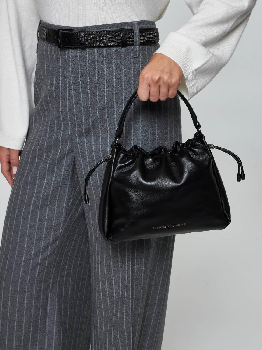 BRUNELLO CUCINELLI Borsa a mano Bucket Mellow piccola nera In Saldo