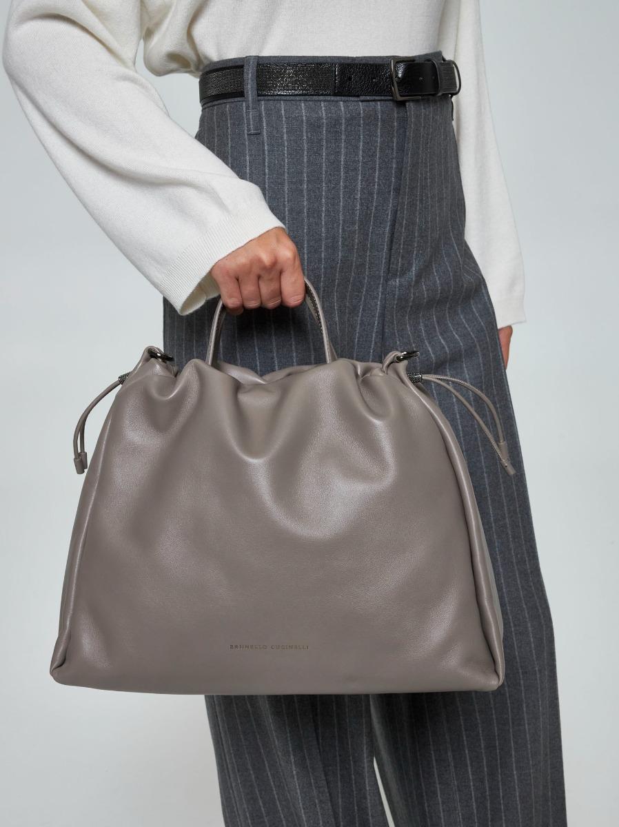 BRUNELLO CUCINELLI Borsa a secchiello grande in pelle Consegna Veloce