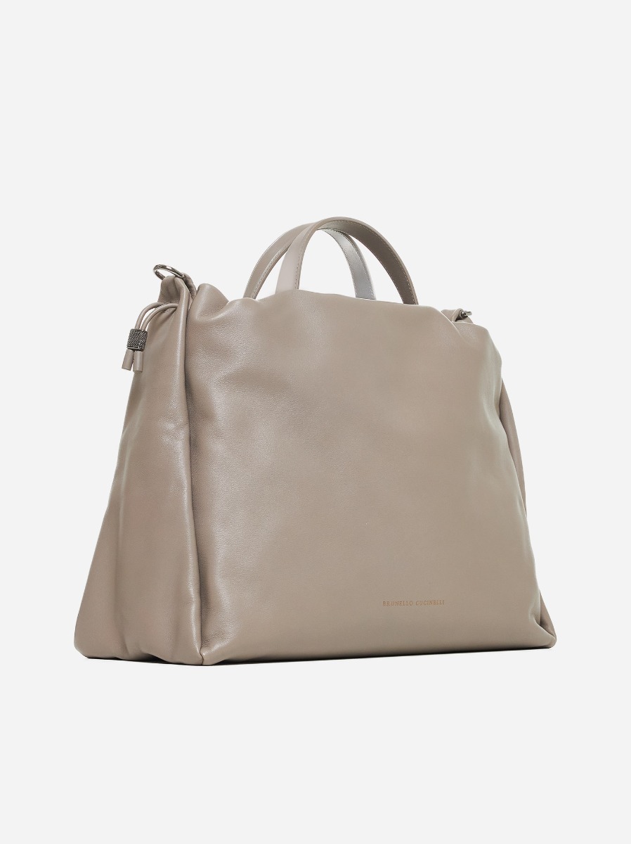 BRUNELLO CUCINELLI Borsa a secchiello grande in pelle Consegna Veloce