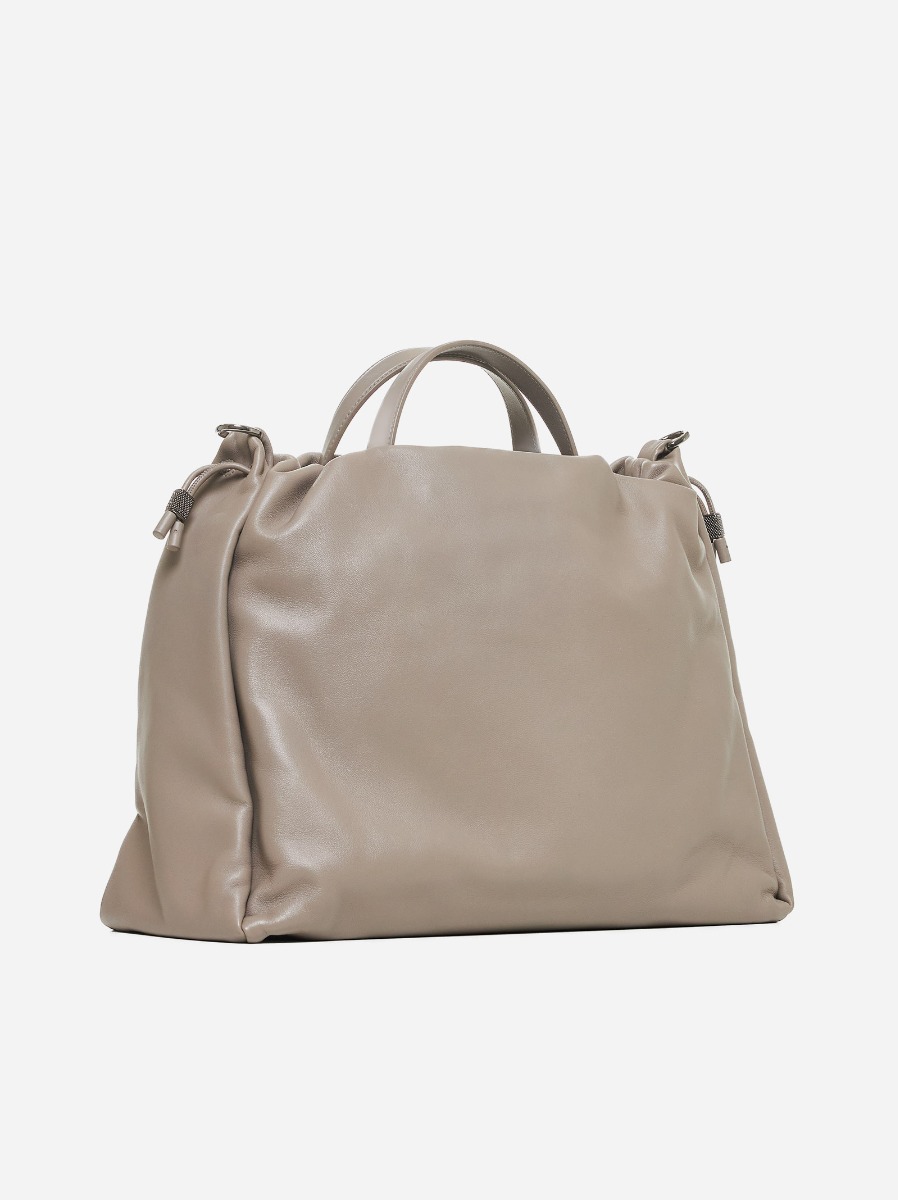BRUNELLO CUCINELLI Borsa a secchiello grande in pelle Consegna Veloce