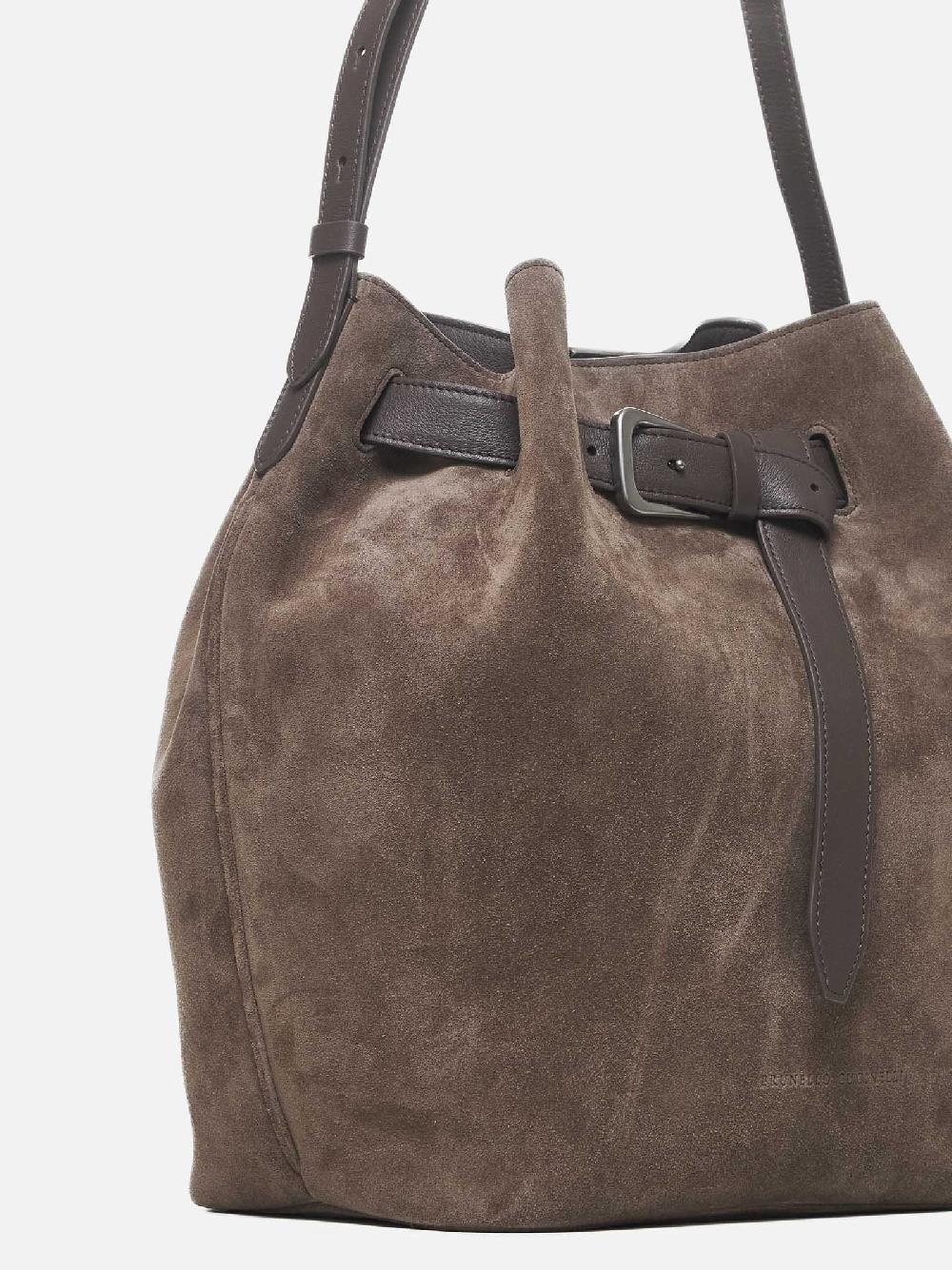 BRUNELLO CUCINELLI Borsa a secchiello in suede Prezzo Ridotto