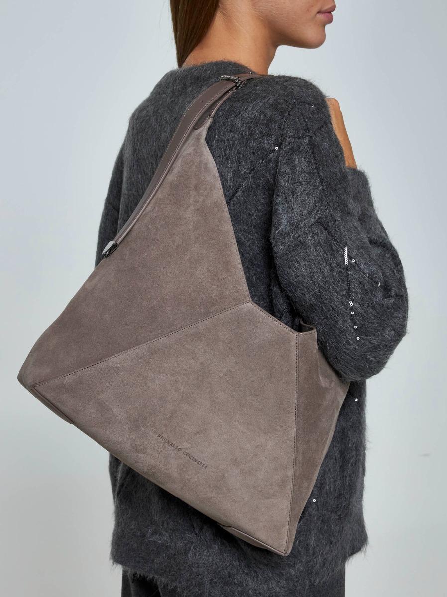 BRUNELLO CUCINELLI Borsa hobo in suede Convenienza