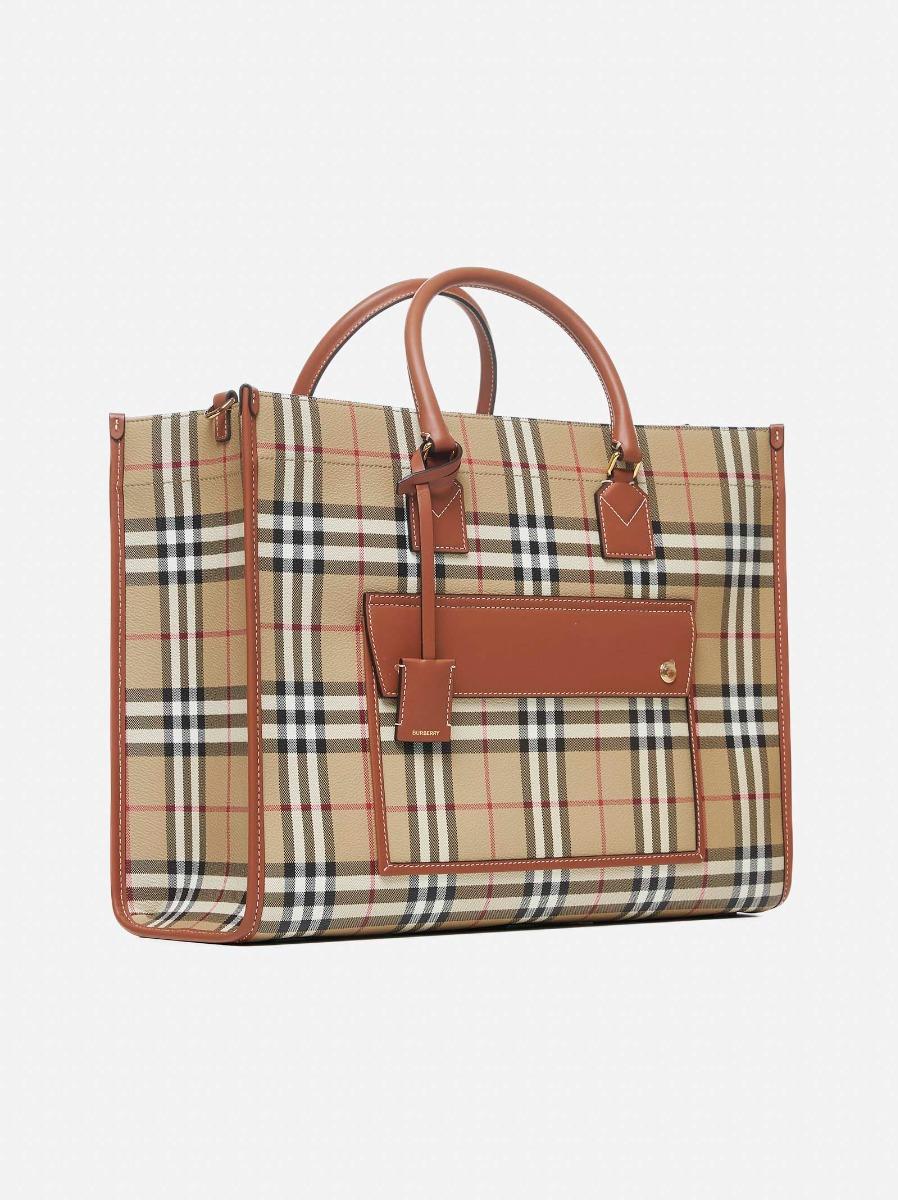 BURBERRY Tote Freya media beige Saldi