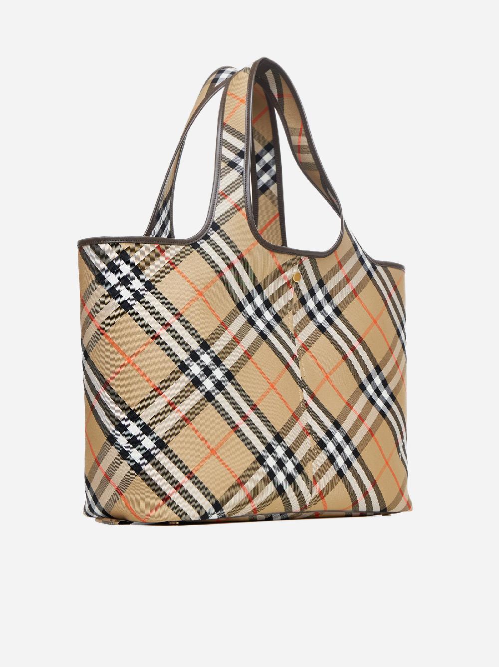 BURBERRY Borsa tote media in tela Check Offerte