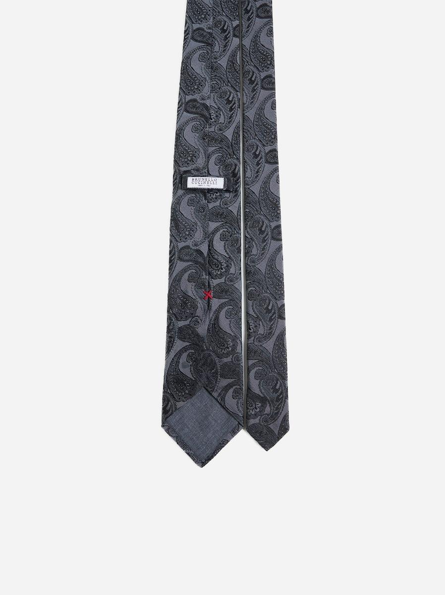 BRUNELLO CUCINELLI Cravatta in Paisley jacquard di seta Ultimi due giorni