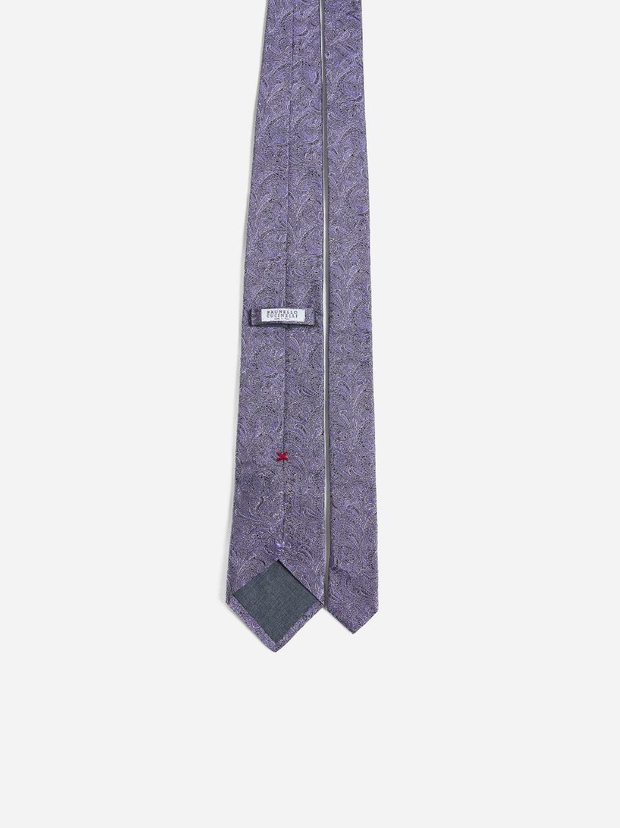 BRUNELLO CUCINELLI Cravatta in Paisley jacquard di seta Consegna Veloce