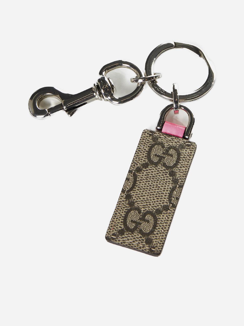 GUCCI Portachiavi in tessuto GG e pelle Sconto
