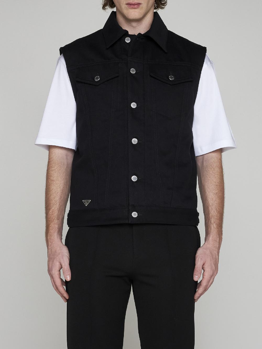 PRADA Gilet in denim Vendita