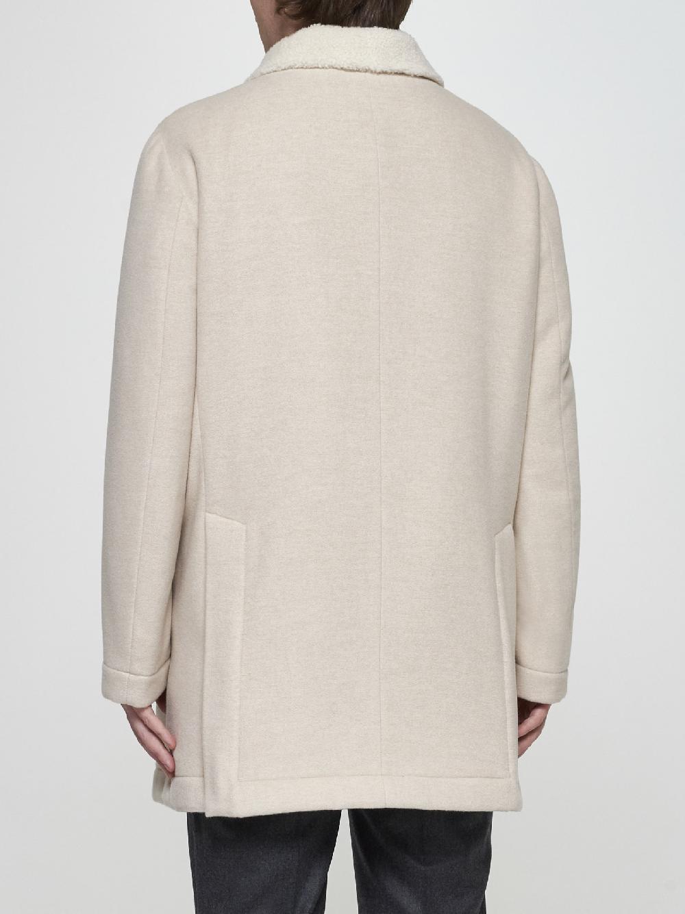 BRUNELLO CUCINELLI Caban in cashmere avorio con fodera in shearling Consegna Veloce