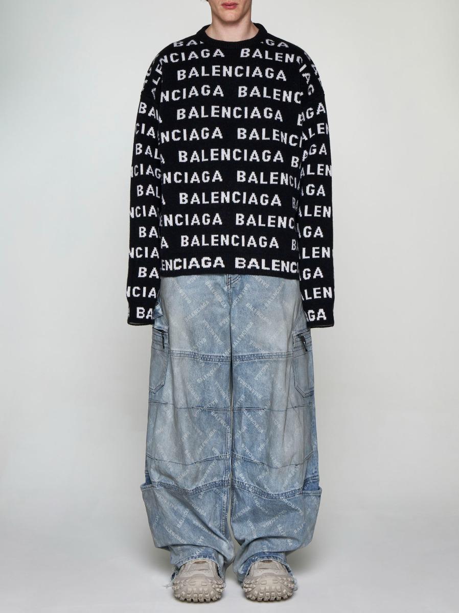 BALENCIAGA Pull in lana con logo Fino Al -60%