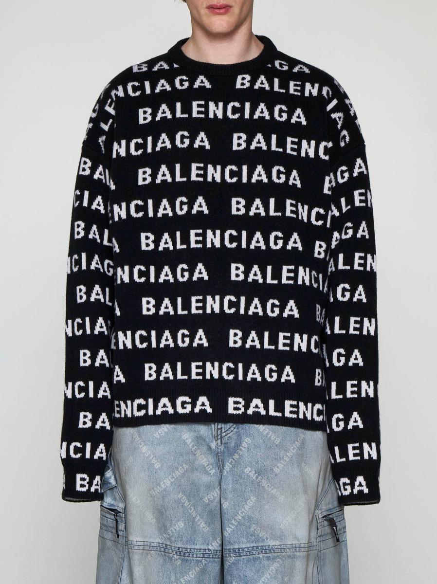 BALENCIAGA Pull in lana con logo Fino Al -60%