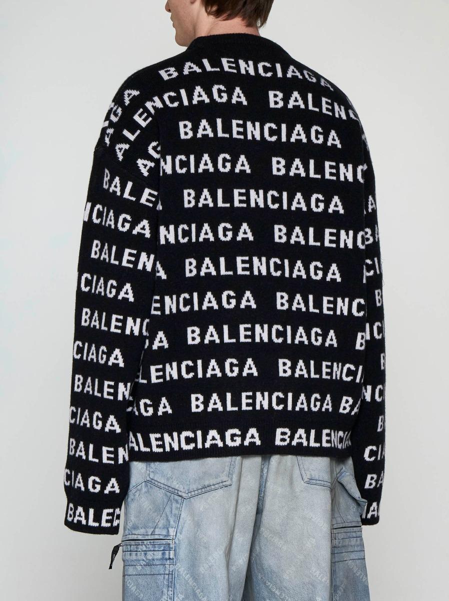 BALENCIAGA Pull in lana con logo Fino Al -60%