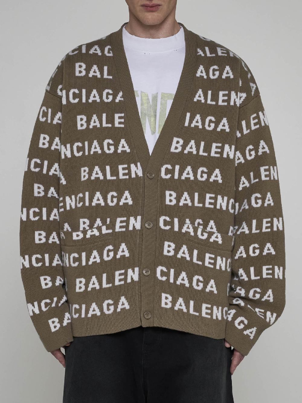 BALENCIAGA Cardigan in lana con logo Prezzo Ridotto
