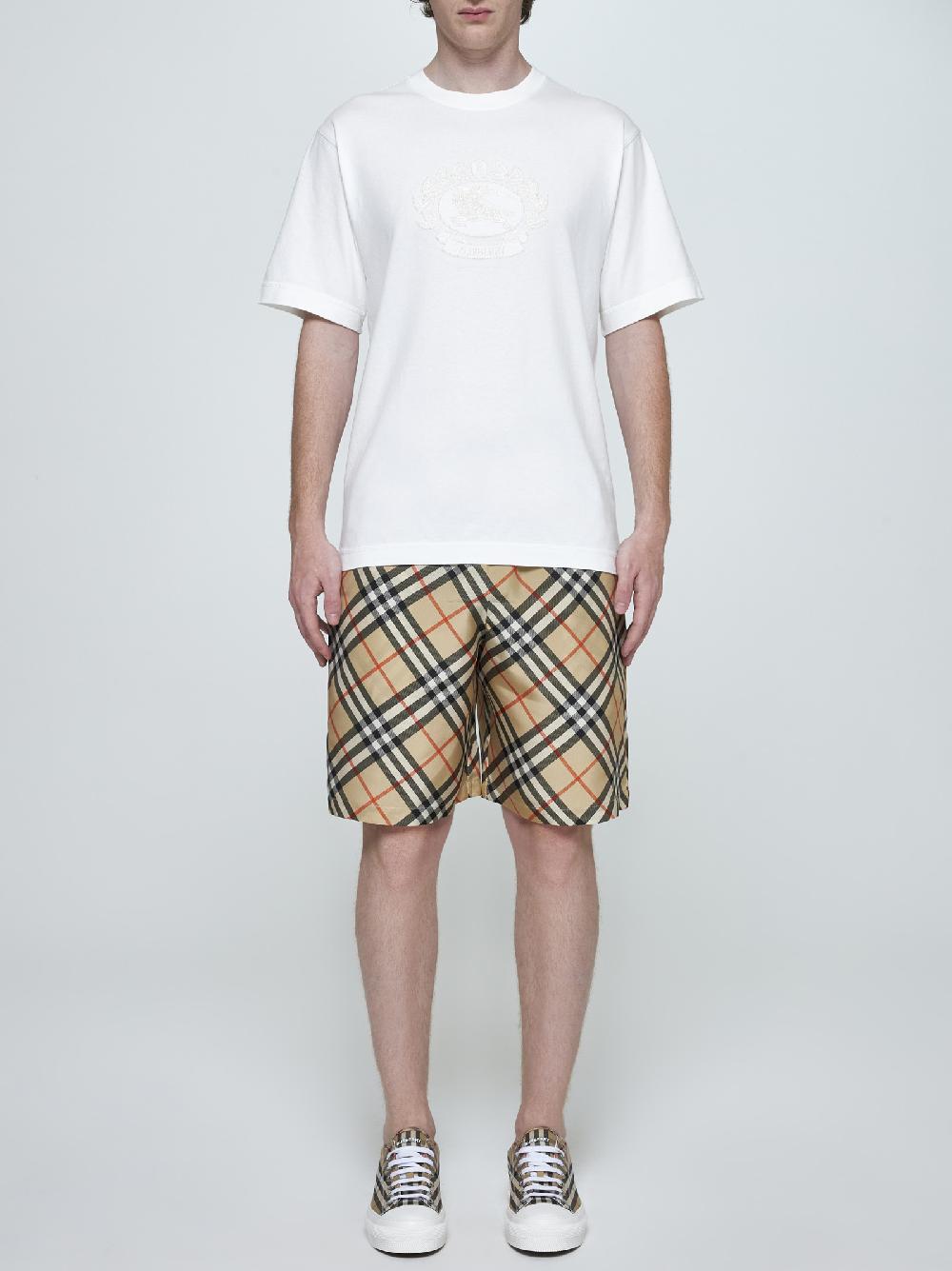 BURBERRY Shorts in seta a stampa check Negozio online di fabbrica