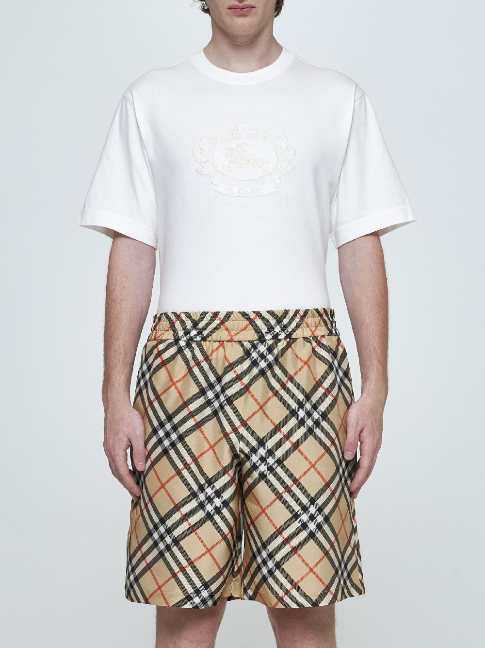 BURBERRY Shorts in seta a stampa check Negozio online di fabbrica