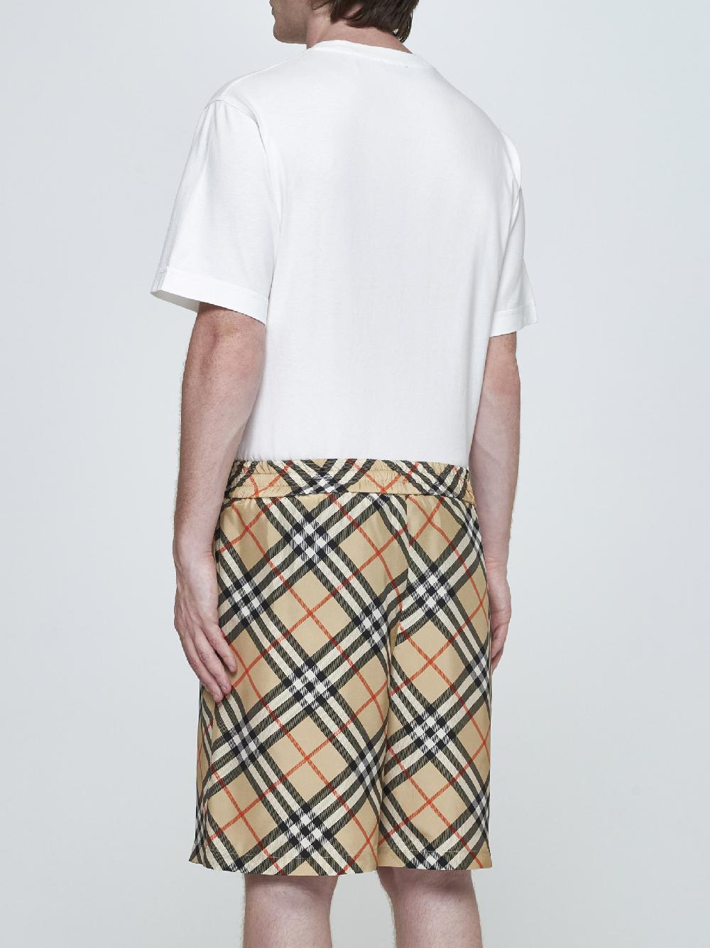 BURBERRY Shorts in seta a stampa check Negozio online di fabbrica