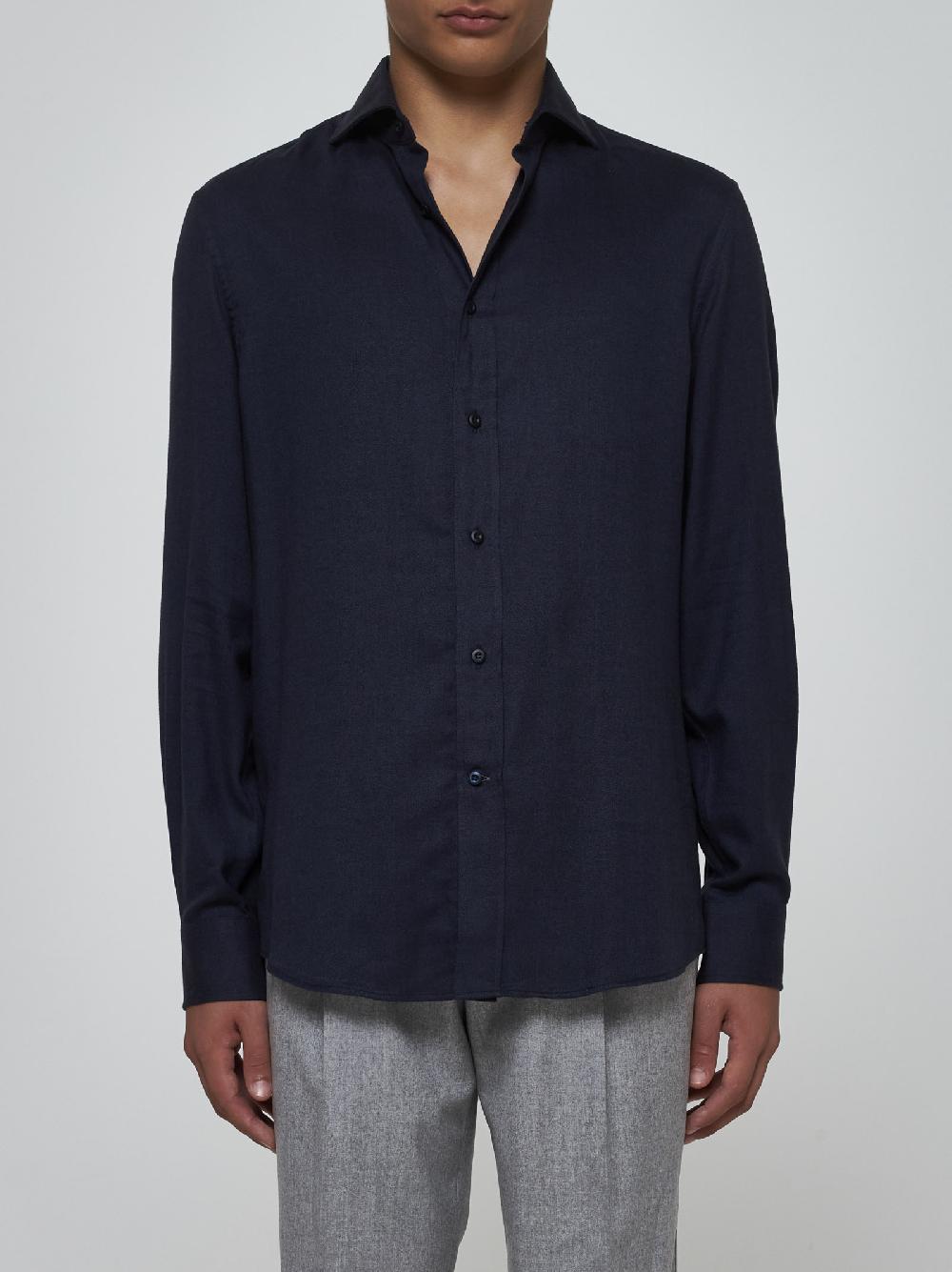 BRUNELLO CUCINELLI Camicia in cotone e lyocell Vendita Calda