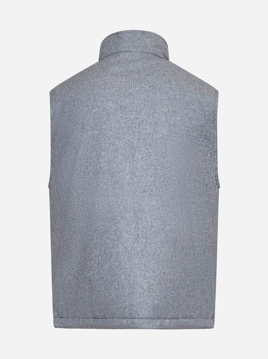 BRUNELLO CUCINELLI Gilet imbottito in flanella grigia Nuova