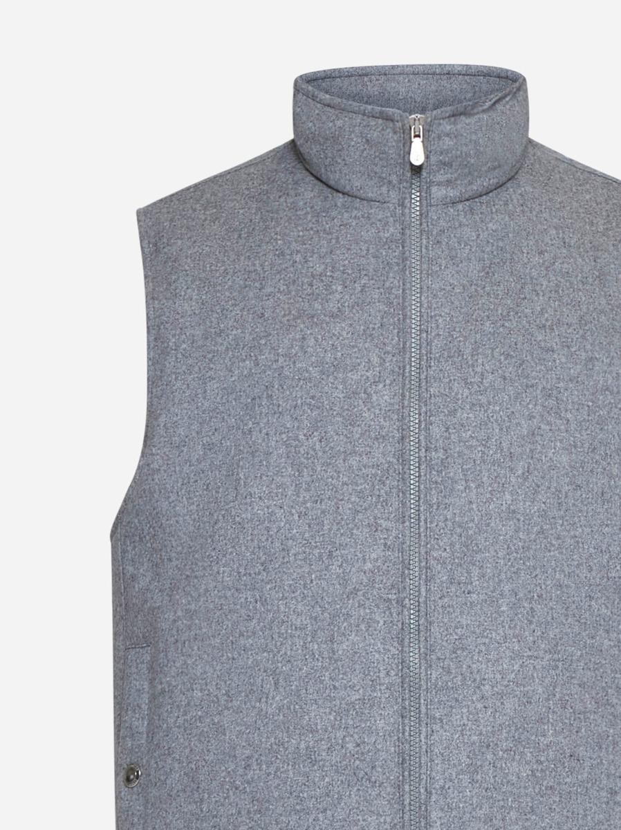 BRUNELLO CUCINELLI Gilet imbottito in flanella grigia Nuova