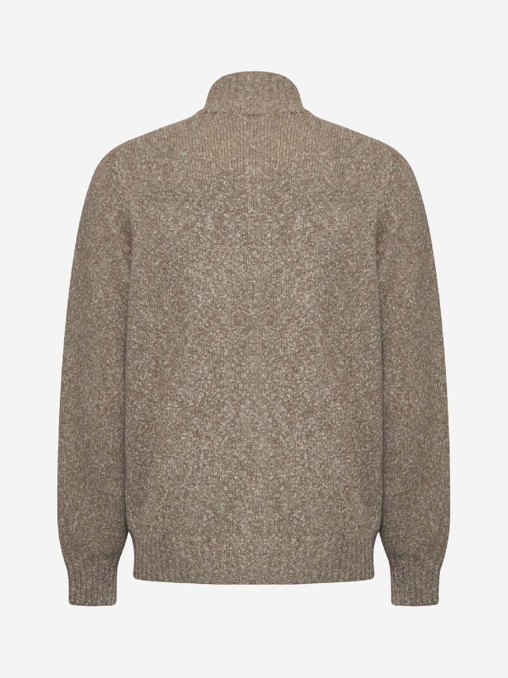 BRUNELLO CUCINELLI Cardigan in maglia mélange di lana e cashmere beige Moda