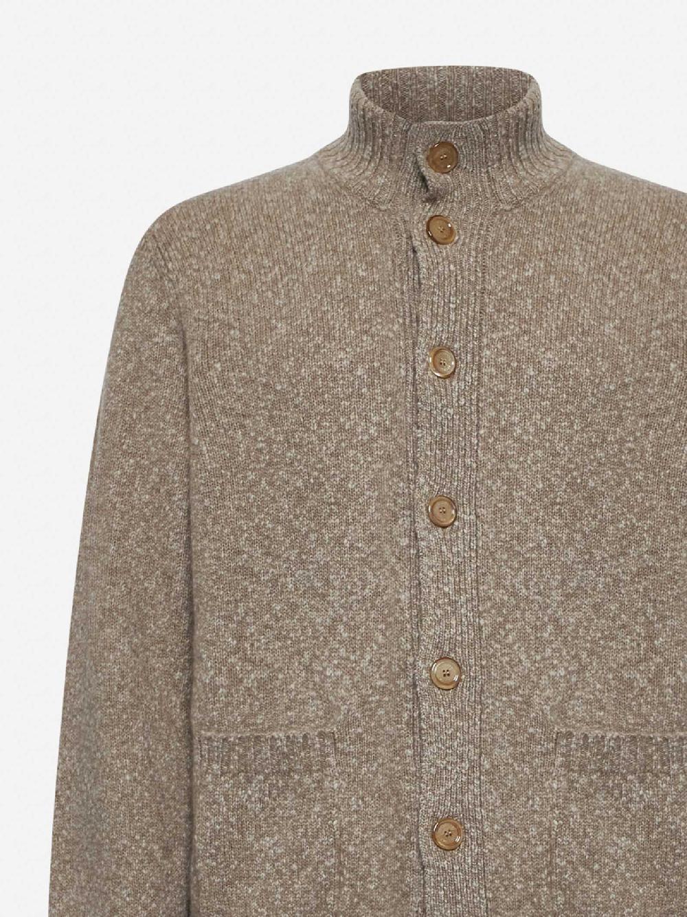BRUNELLO CUCINELLI Cardigan in maglia mélange di lana e cashmere beige Moda