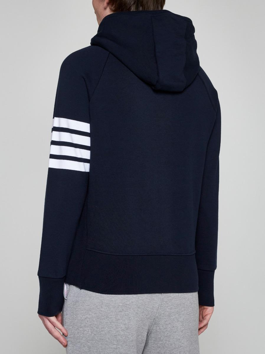 THOM BROWNE Felpa in cotone con zip e 4-Bar Italia