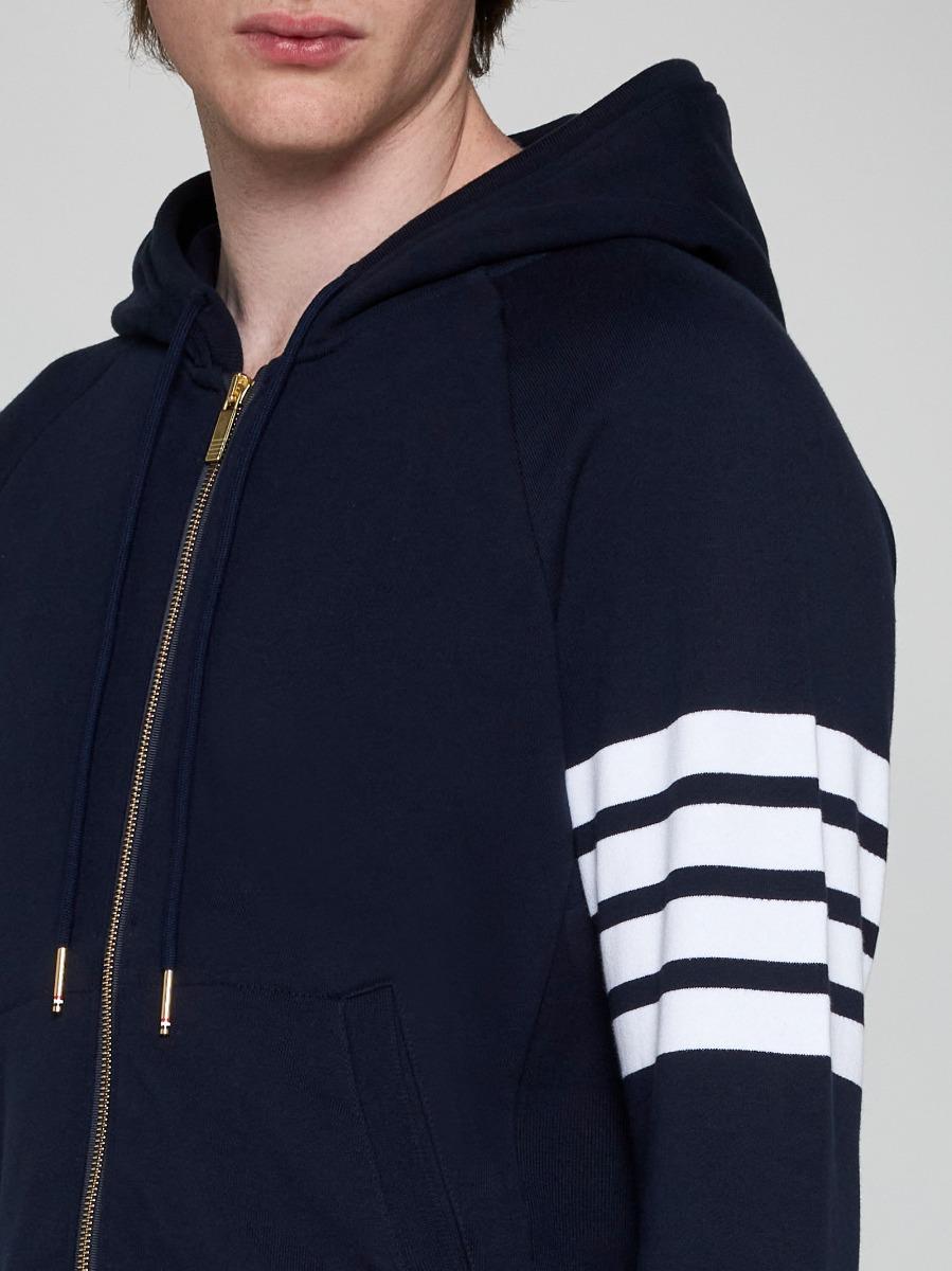 THOM BROWNE Felpa in cotone con zip e 4-Bar Italia