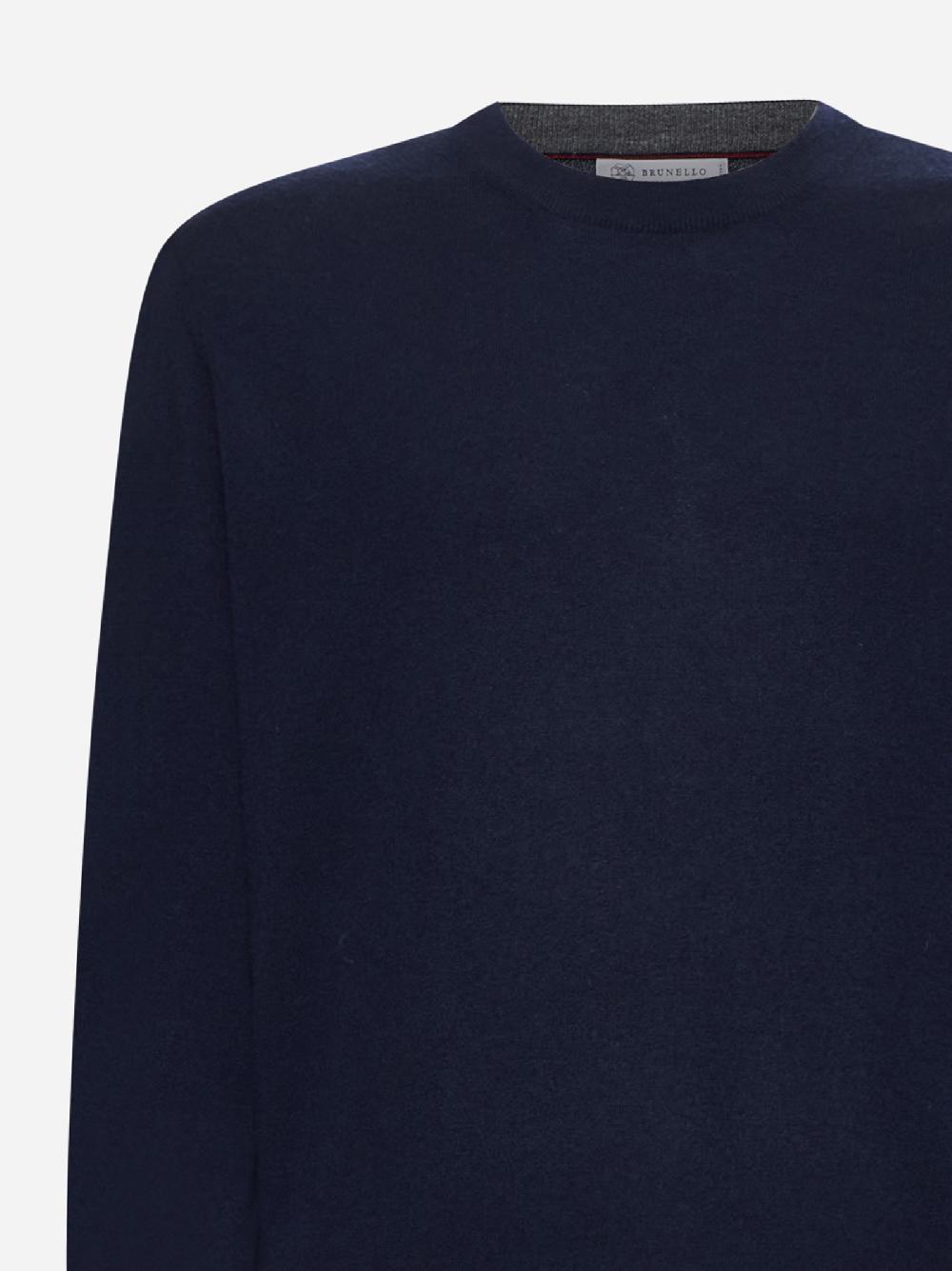 BRUNELLO CUCINELLI Maglia girocollo in cashmere blu Negozi Online