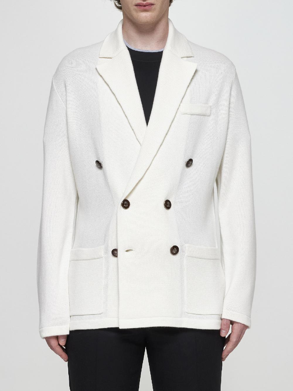 BRUNELLO CUCINELLI Cardigan stile giacca in cashmere bianco Acquista Ora