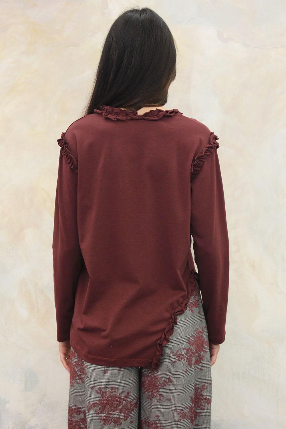 ROSÈ A POIS Ricchi e Poveri T-shirt Bordeaux Nuova