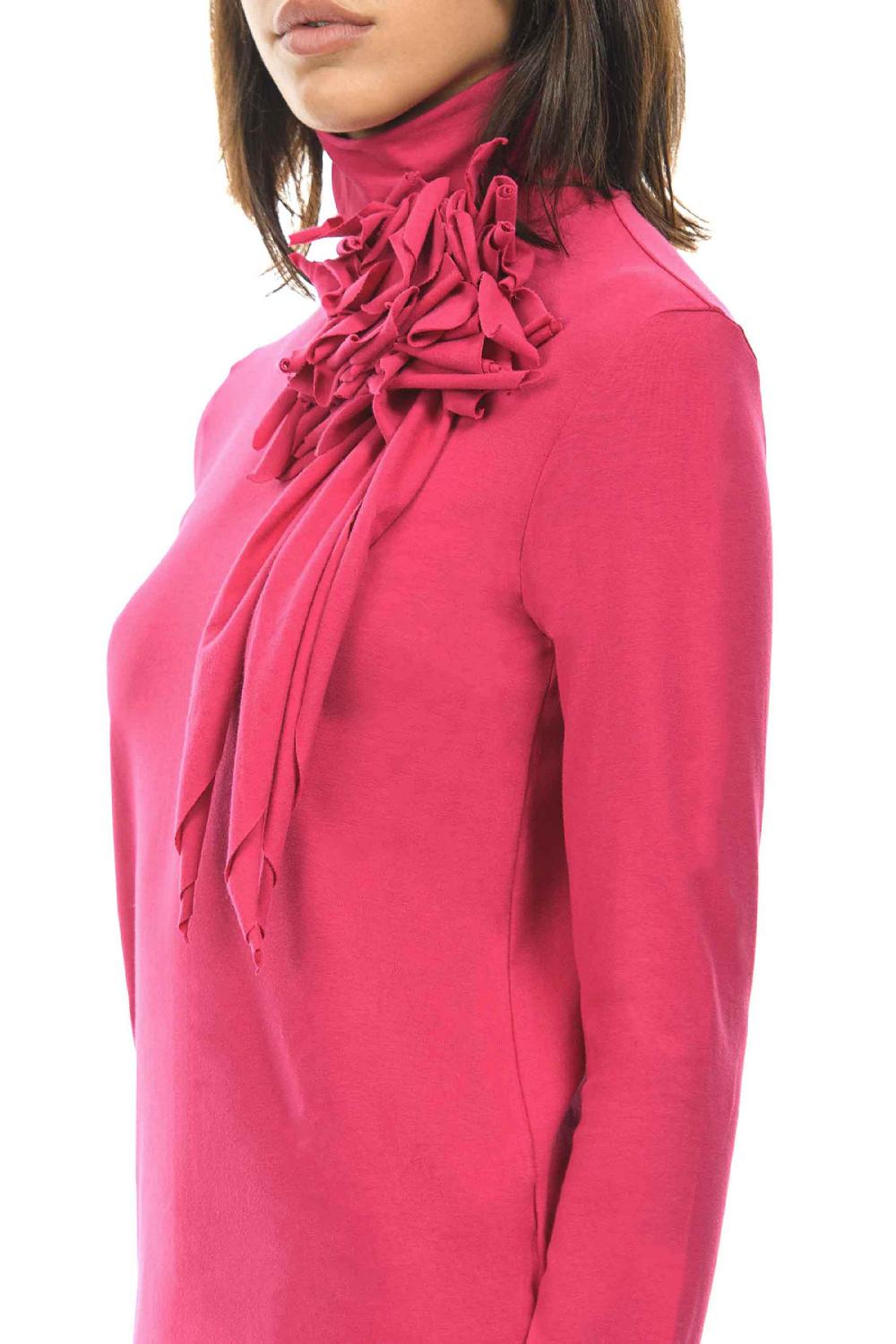 ROSÈ A POIS MAGO' Dolcevita con maxi fiore Moda