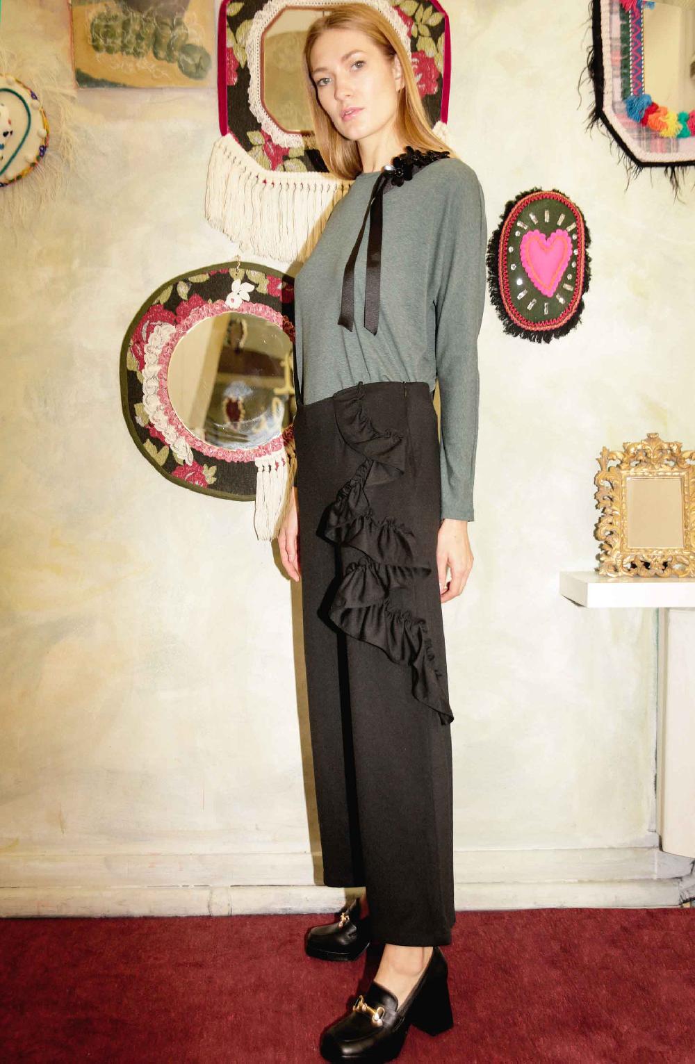 ROSÈ A POIS ZENITSU Pantalone con rouches Consegna Veloce