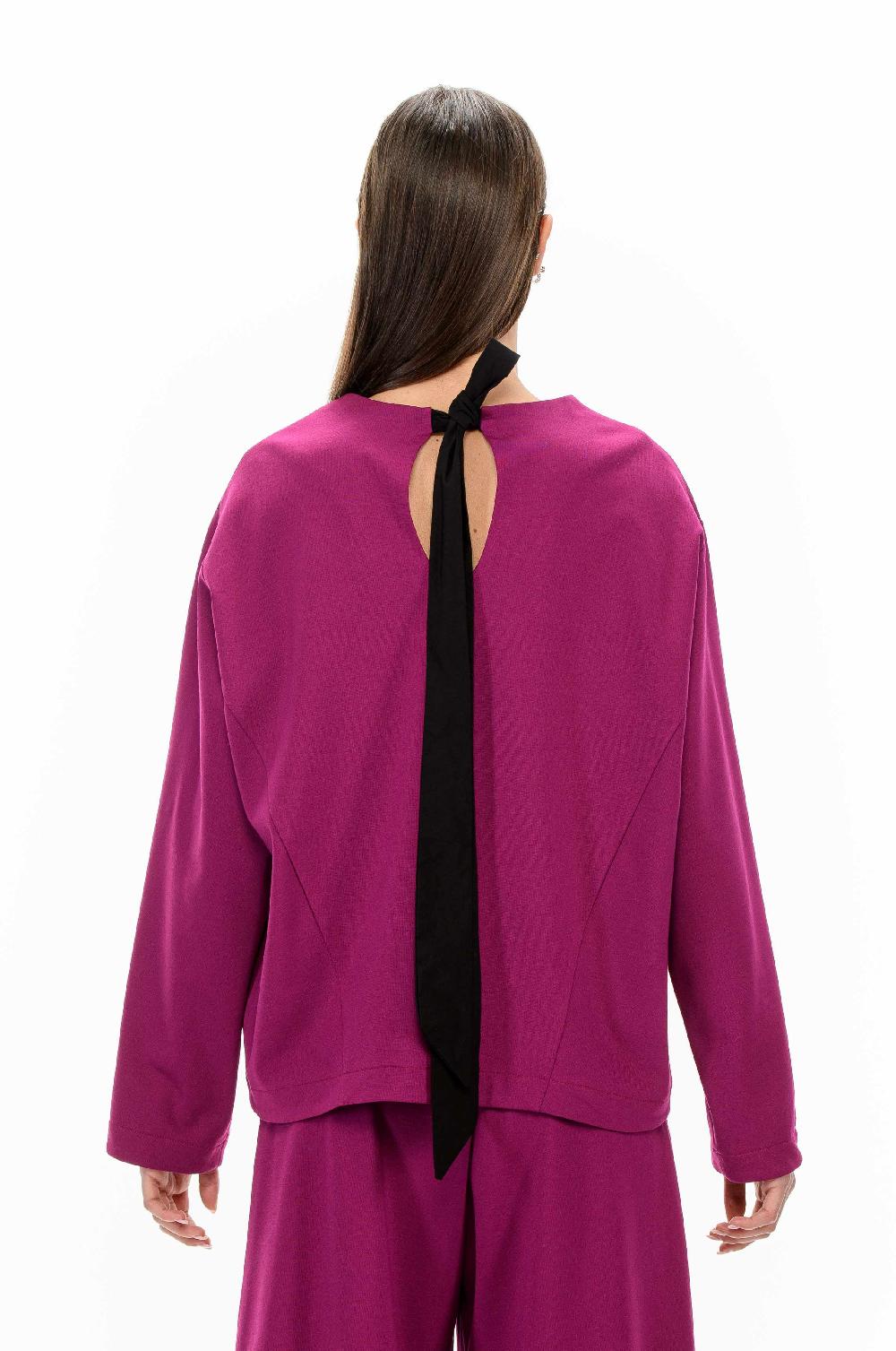 ROSÈ A POIS LENORA Blusa con fiocco Vendita Calda
