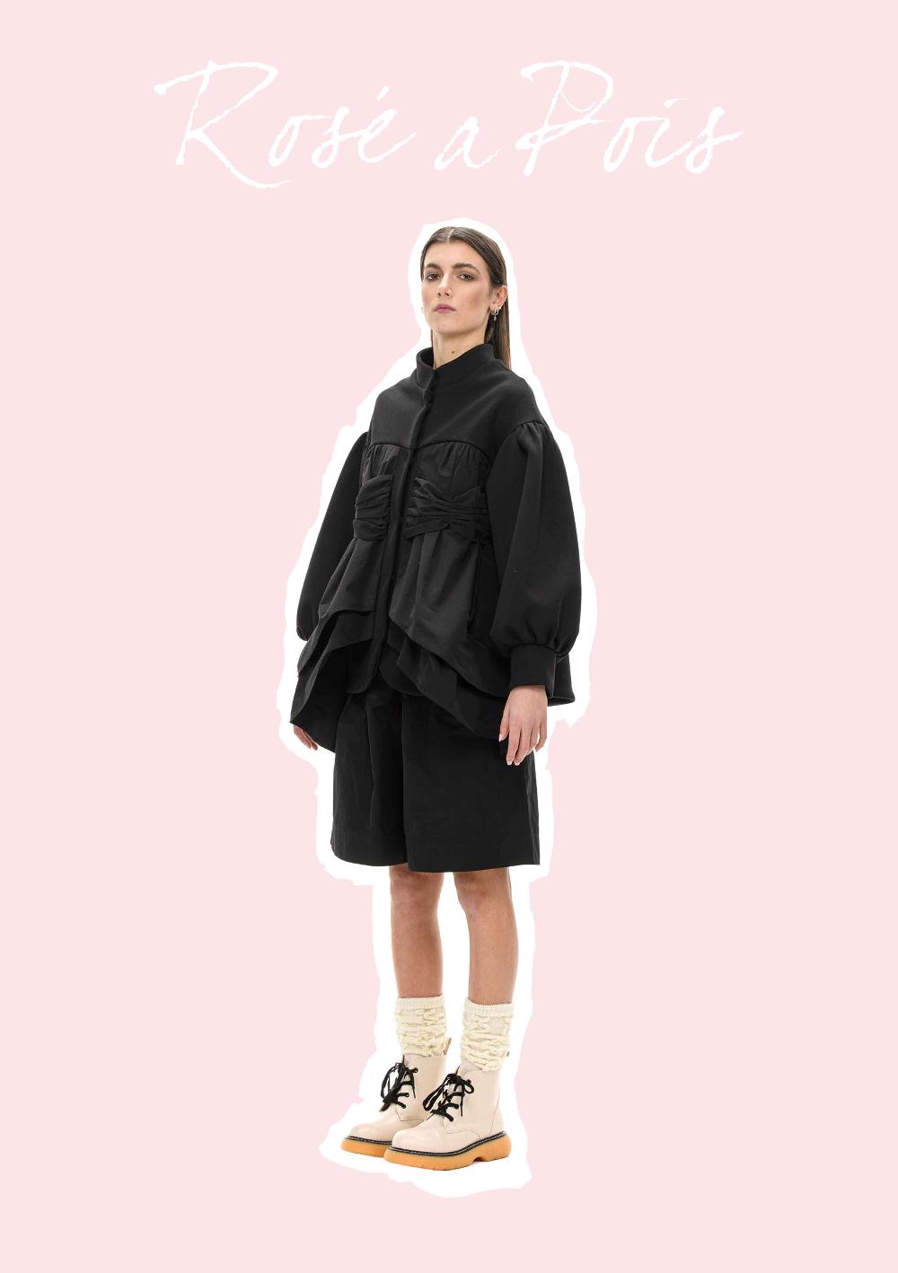 ROSÈ A POIS ARIELE Maxi bermuda nero Outlet