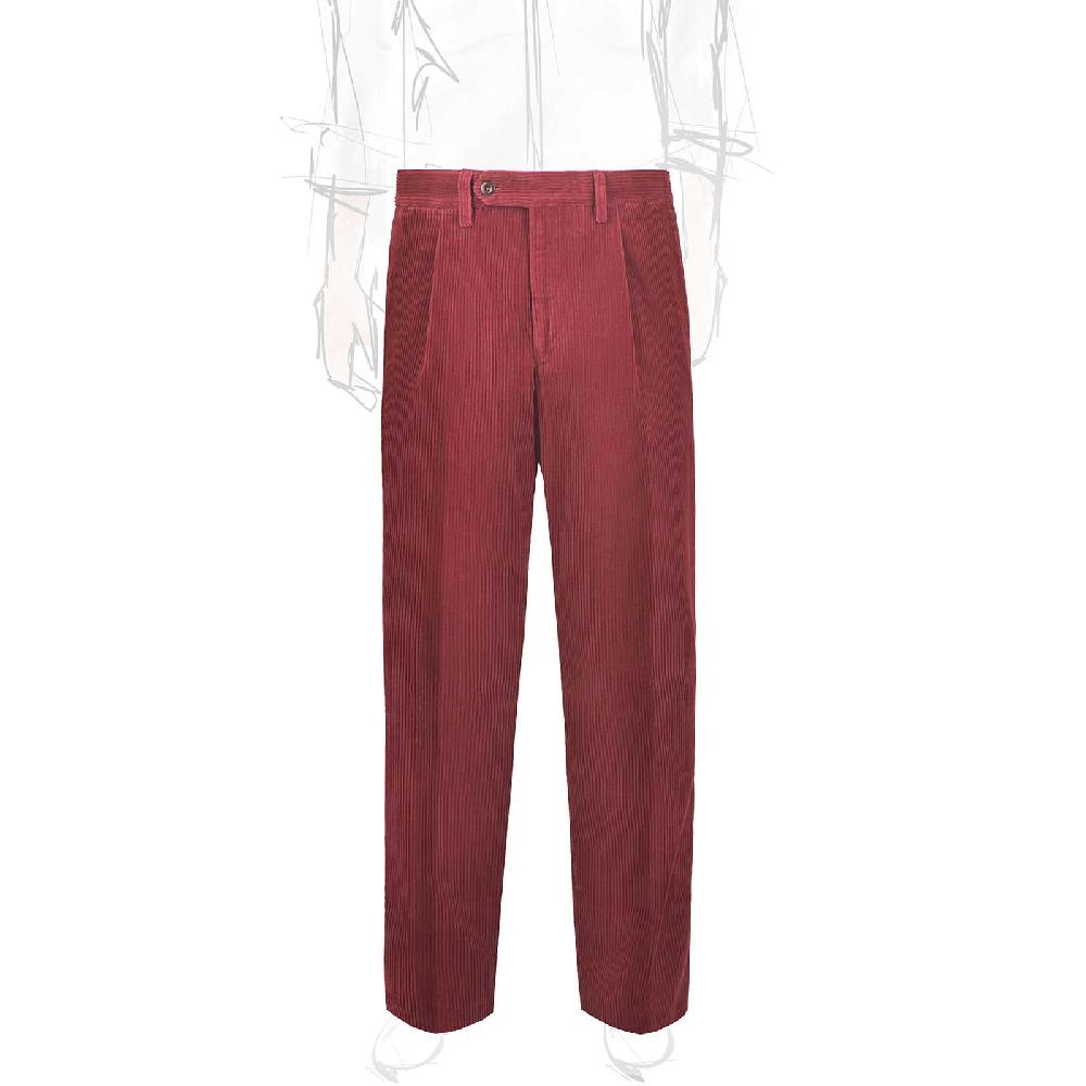 Rubinacci Vintage archive pantalone velluto a coste con pinces ciliegia