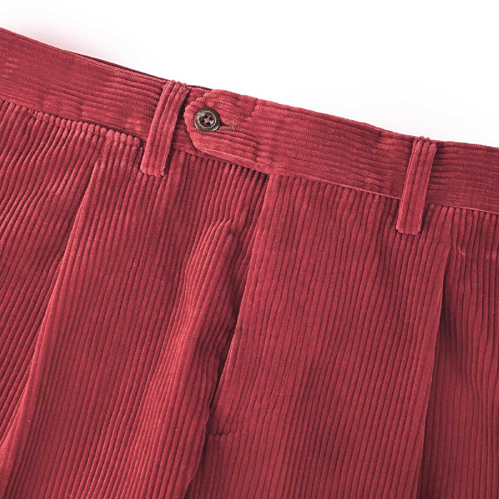 Rubinacci Vintage archive pantalone velluto a coste con pinces ciliegia In Vendita