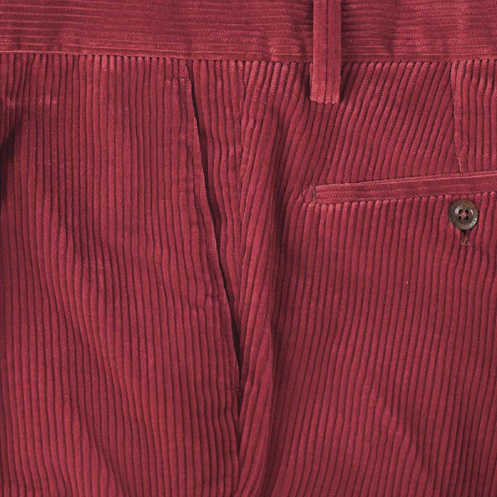 Rubinacci Vintage archive pantalone velluto a coste con pinces ciliegia In Vendita