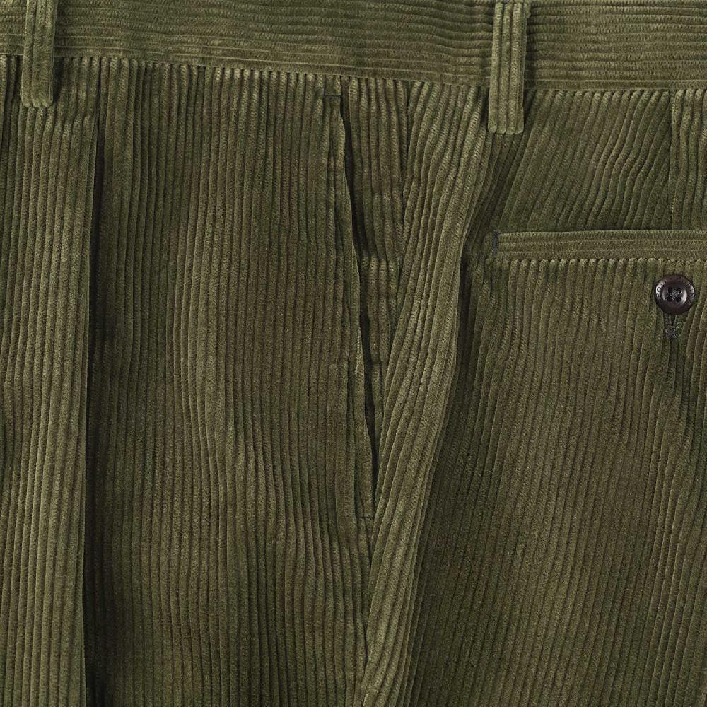 Rubinacci Vintage archive pantalone velluto a coste con pinces verde Vendita Calda
