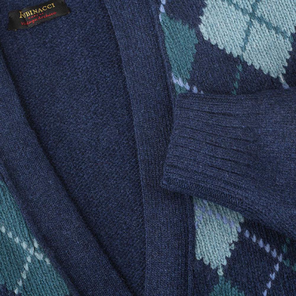 Rubinacci Vintage archive cardigan a rombi in lana blu Negozio