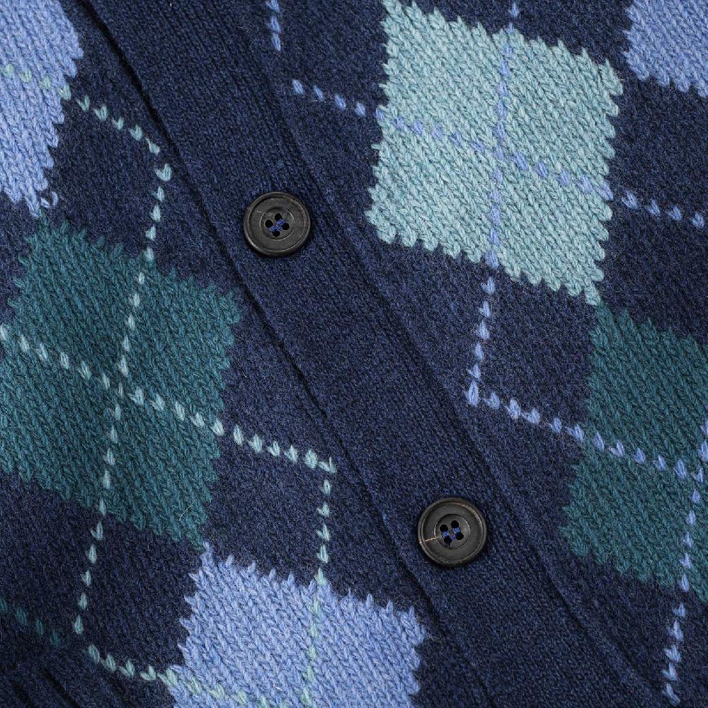 Rubinacci Vintage archive cardigan a rombi in lana blu Negozio