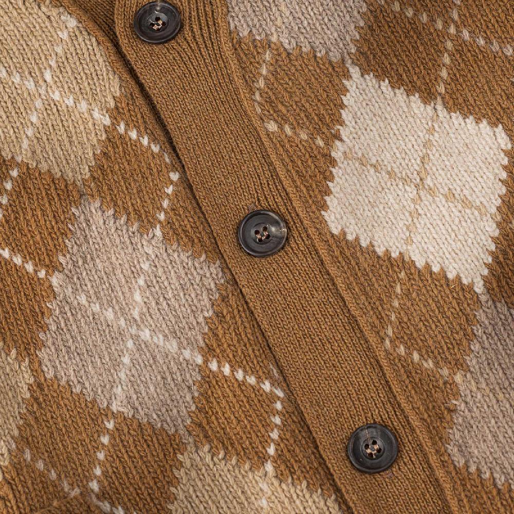 Rubinacci Vintage archive cardigan a rombi in lana tabacco In Saldo