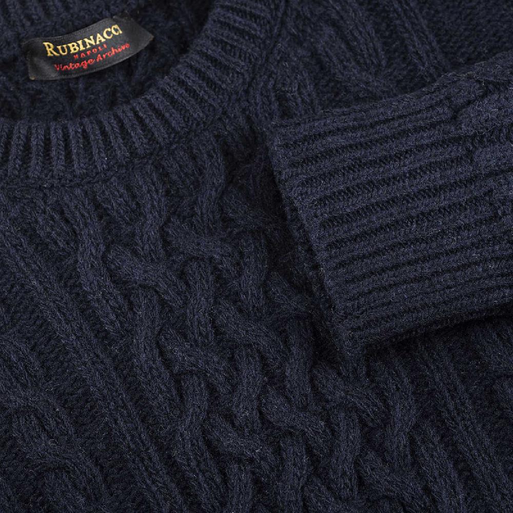 Rubinacci Vintage archive girocollo con trecce in lana blu Bestseller