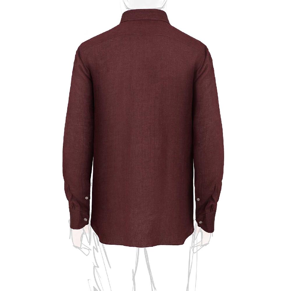 Rubinacci Vintage archive camicia in lino bordeaux Nuovo