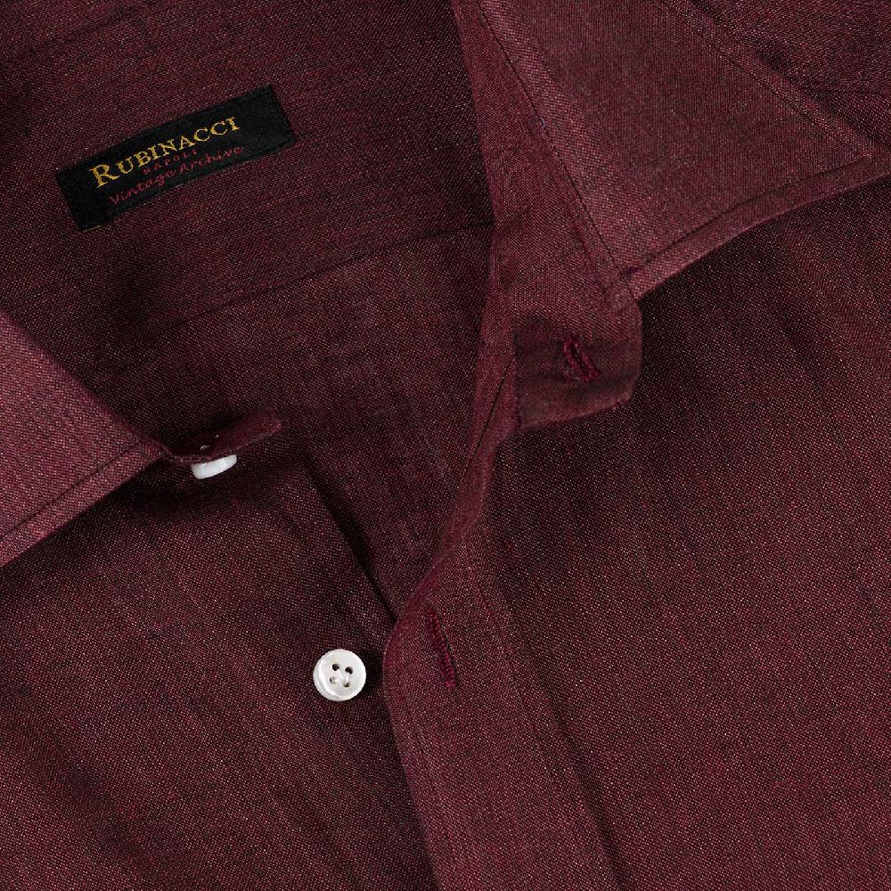 Rubinacci Vintage archive camicia in lino bordeaux Nuovo