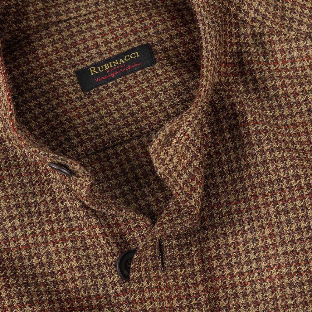 Rubinacci Vintage archive sahariana guru in pied de poule di cashmere nocciola Affare Del Giorno